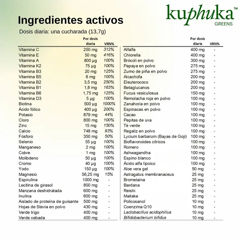 Kuphuka Greens Nahrungsergänzungsmittel 100% Natürlich & Ganzheitlich Apfel & Vanille, 411 Gramm