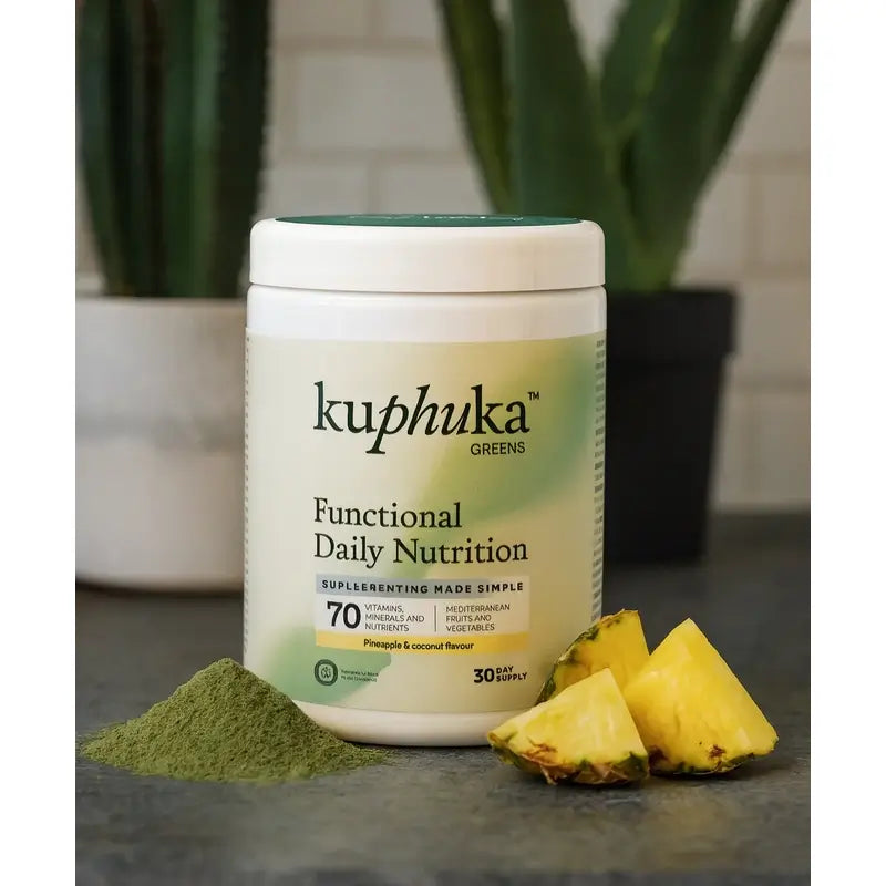 Kuphuka Greens Nahrungsergänzungsmittel 100% natürlich & ganzheitlich Ananas & Kokosnuss, 411 Gramm