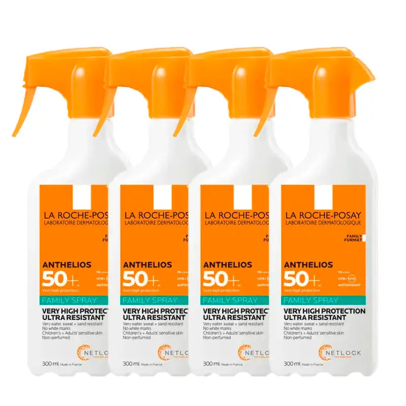 La Roche-Posay Anthelios Family Spray SPF 50+, 4 x 300 ml Packung