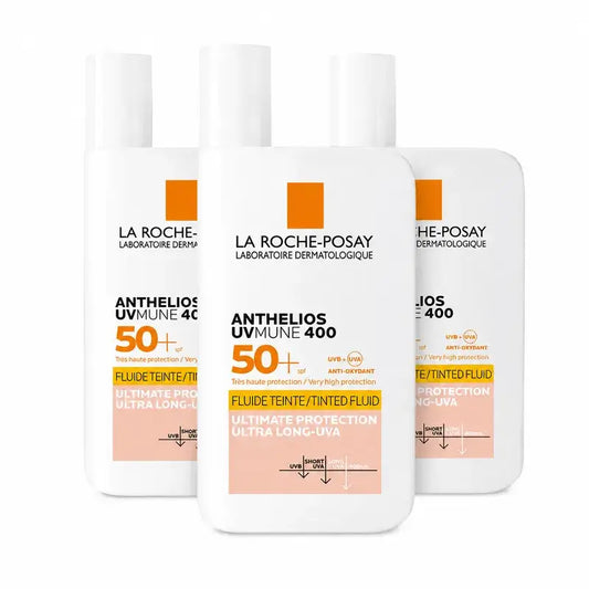 La Roche Posay Anthelios UVMune 400 SPF50+ Farbiges Fluid, Packung 3 x 50 ml