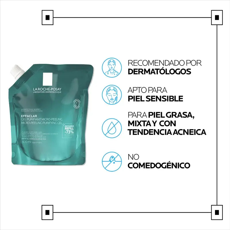 La Roche-Posay Effaclar Mikro-Peeling-Gel, Nachfüllpackung, 400 ml