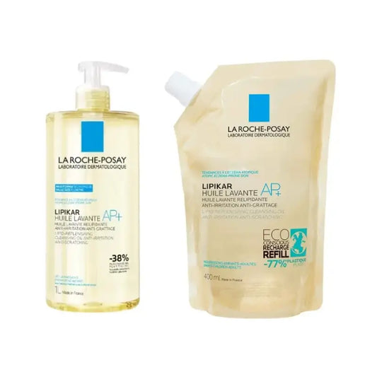 La Roche Posay Lipikar Reinigungsöl Ap+ Cleanser 1000 ml + Nachfüllpackung , 400 ml