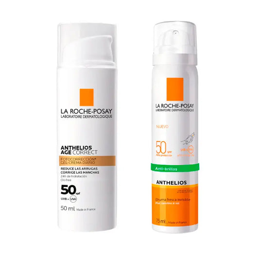 La Roche Posay Anthelios Gesichtsnebel Packung Spf50 75Ml + Age Correct Gel-Cream Spf50 50Ml