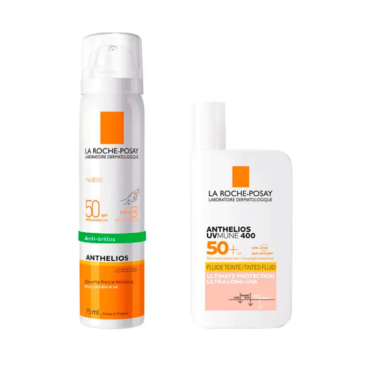 La Roche Posay Pack Anthelios Gesichtsnebel Spf50 75Ml + Uvmune 400 Fluid mit Farbe Spf50+ 50Ml