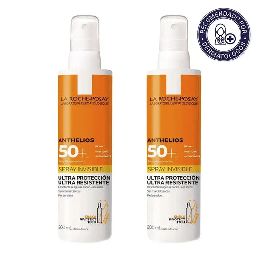 La Roche Posay Anthelios Invisible Spray Pack SPF 50+ Sonnenschutz Körper, 2X200 ml
