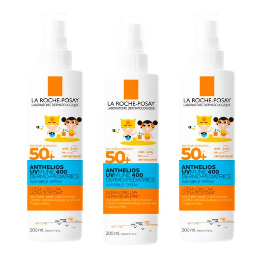 La Roche Posay Triplo Anthelios Dermo-Pediatrics Unsichtbares Spray Spf 50+ Sonnenschutz für Kinder, 3 X 200 ml
