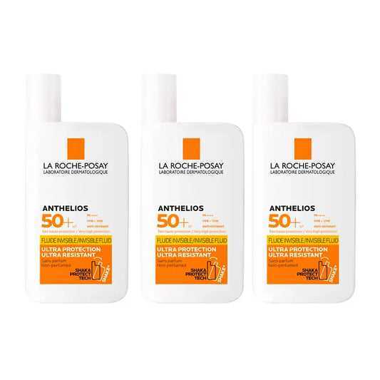 La Roche Posay Triplo Anthelios Uv-Mune 400 Unsichtbares Fluid Spf50+, 3 X 50 Ml
