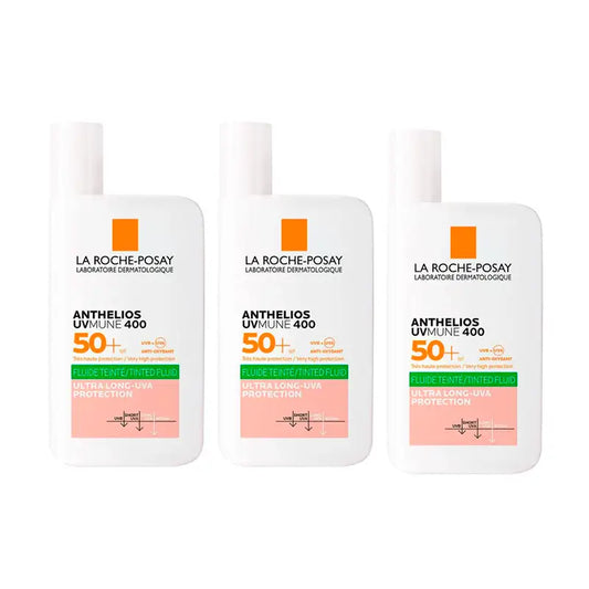 La Roche Posay Triplo Anthelios Uv-Mune 400 Oil Control Invisible Fluid Spf50+ mit Farbe, 3 X 50 Ml