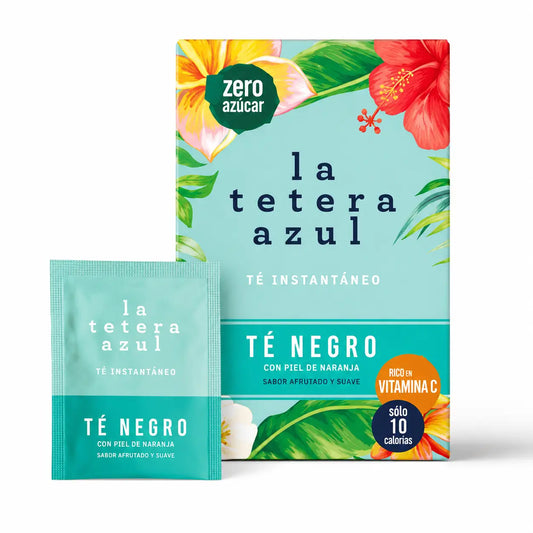 La Tetera Azul Schwarzer Tee mit Mango-Geschmack. Kalter Aufguss Pulver Schachtel mit 10 Beuteln