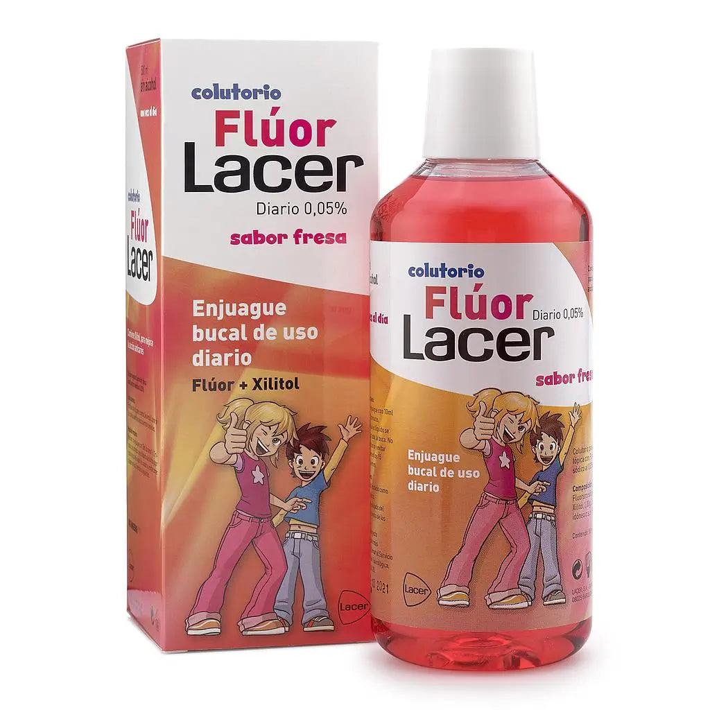 Fluoride Lacer Strawberry Flavour Mouthwash, 500 ml