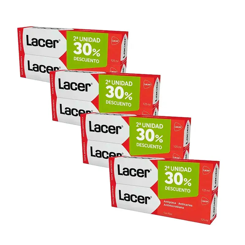 Lacer Duplo Zahnpasta, Packung 4 x 125 ml