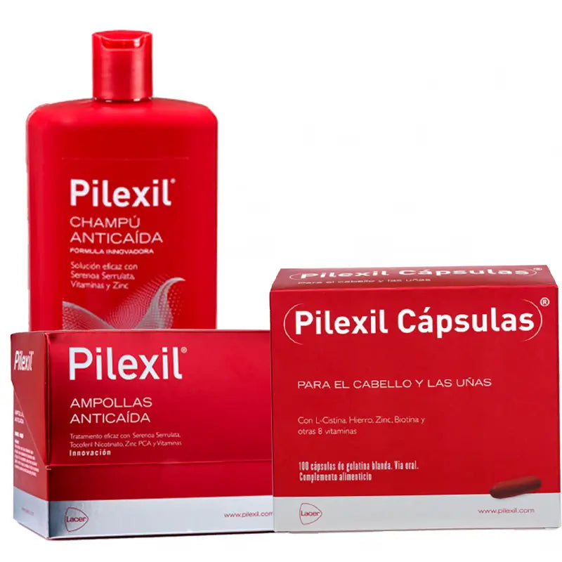 Pilexil Anti-Haarausfall Pack (Kapseln 100 + Ampullen 15ml + Anti-Haarausfall Shampoo 500 ml)