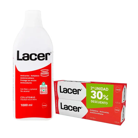 Lacer Duplo Pack Zahnpasta 125 ml + Lacer Oral Care Mundspülung 1000 ml