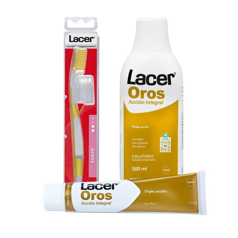Lacer Pack Oros (Mundspülung + Zahnpasta + weiche Zahnbürste)