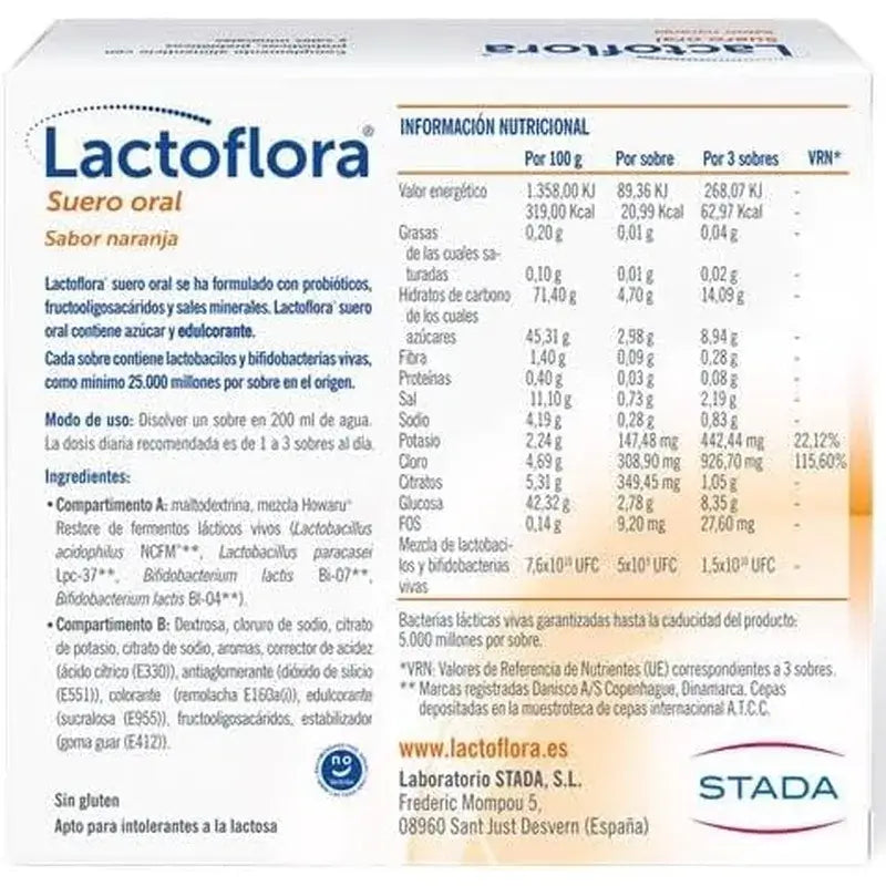 Lactoflora Oral Serum mit Probiotika, Präbiotika und Mineralsalzen mit Orangengeschmack, 6 Sachets