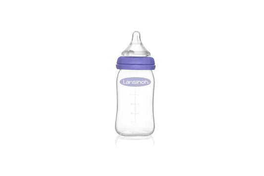 Lansinoh Glas-Milchflasche mit Naturalwave Nippel, 160 ml