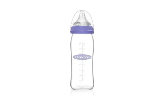 Lansinoh Glas-Milchflasche mit Naturalwave-Sauger, 240 ml