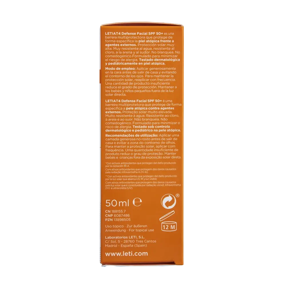 Letiat4 Defense Gesichtsbehandlung Spf50+, 50 ml