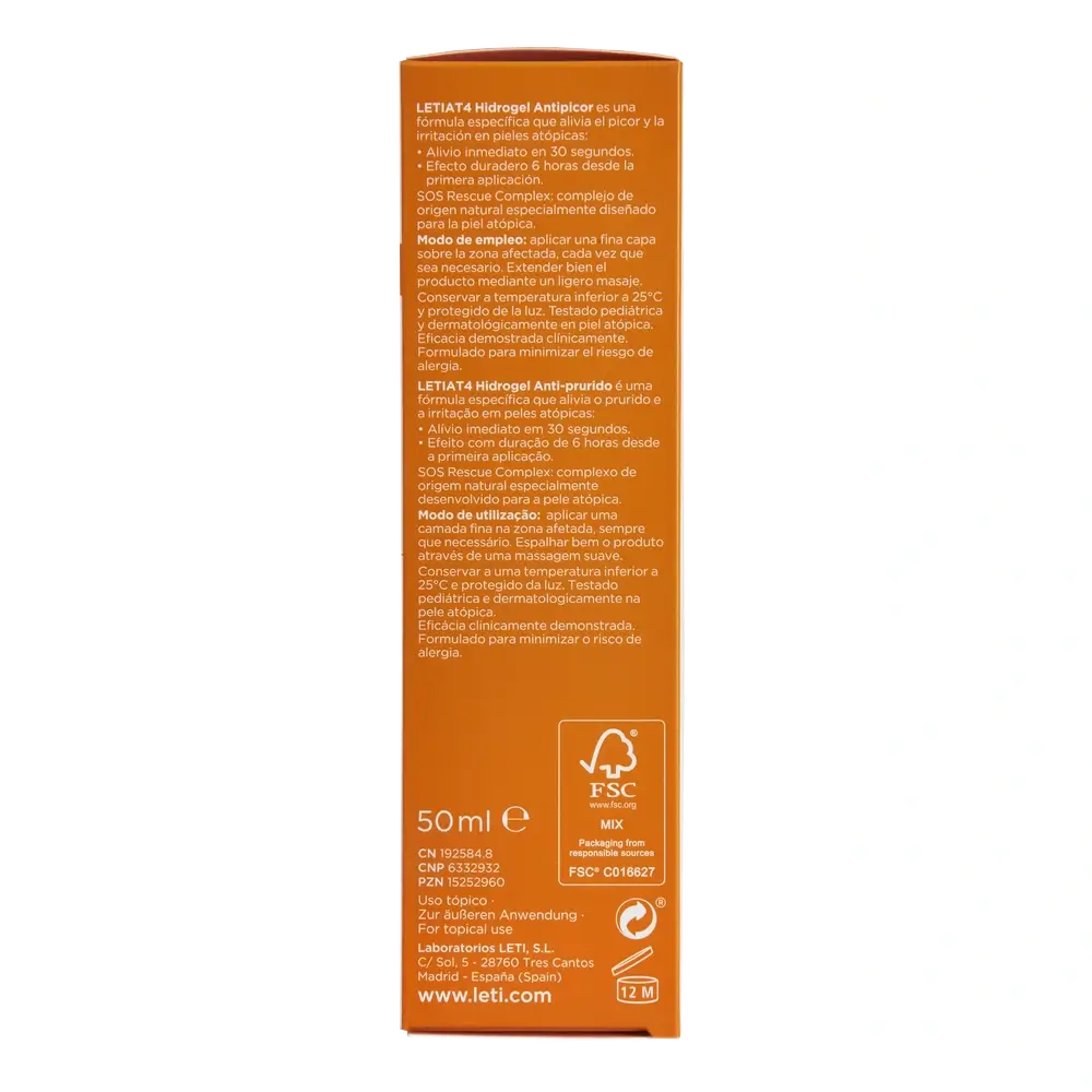 Letiat4 Hydrogel Anti-Juckreiz, 50 ml