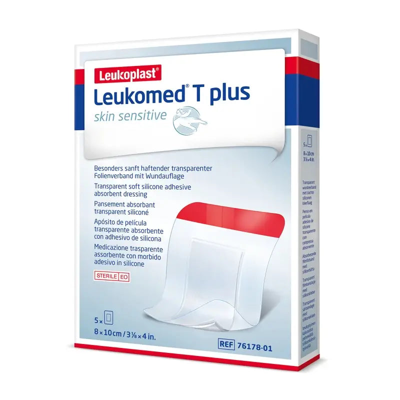 Leukoplast Leukomed T Plus Skin Sensitive, 8 cm x 10 cm, 5 Stück.