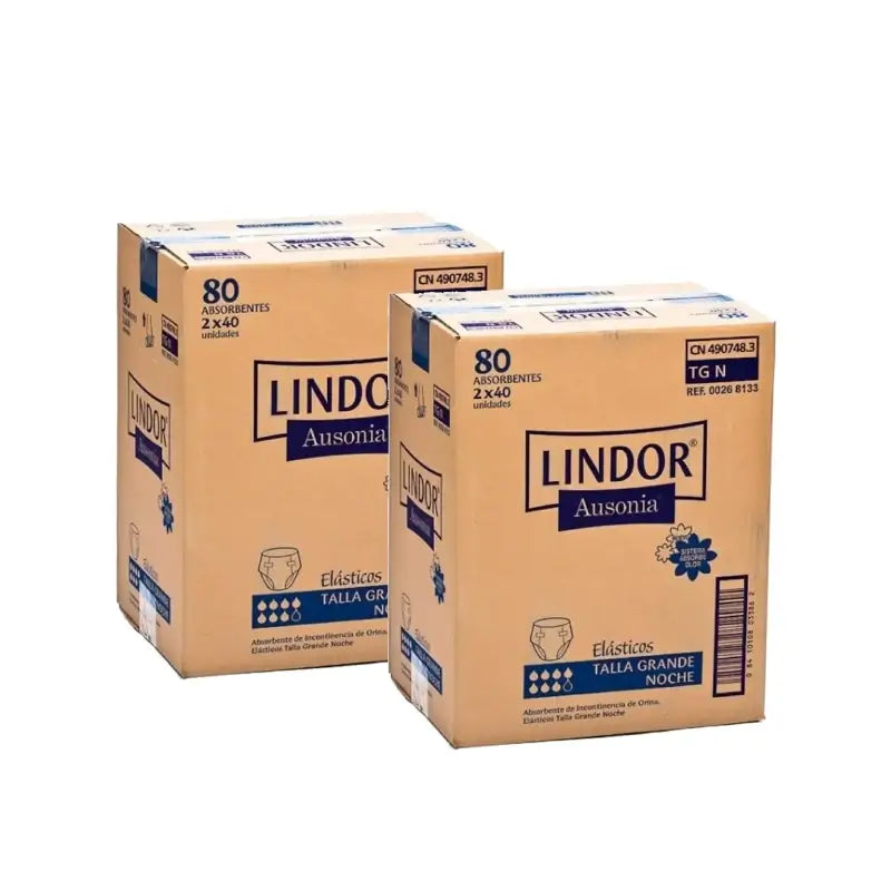 Lindor Elastische Nachtwindeln, Größe L, 80 Stück, 2er-Pack