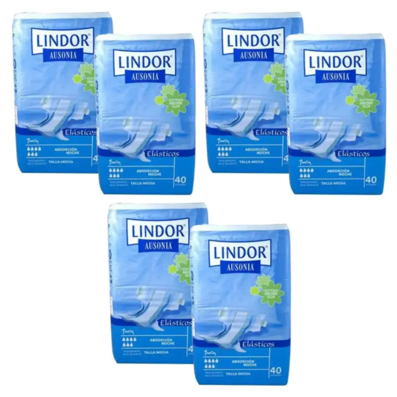 Lindor Elastische Nachtwindeln, Größe M, Packung mit 3 × 80 Stück