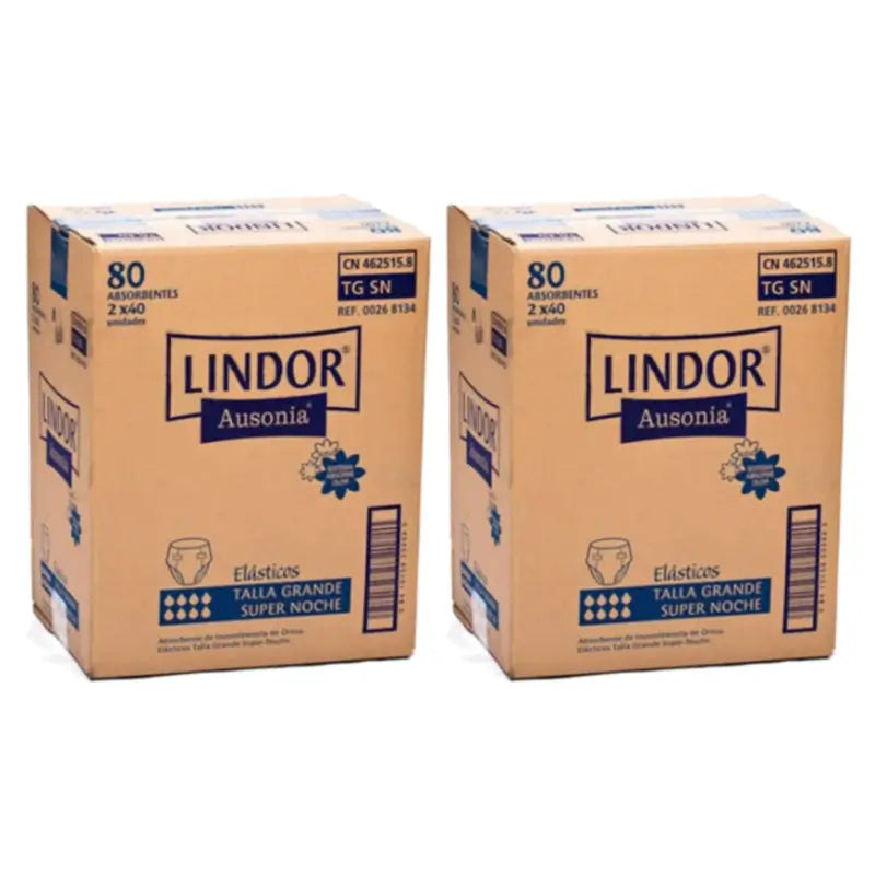 Lindor Elastische Windeln „Super Noche“, Größe L, 2er-Pack à 80 Stück