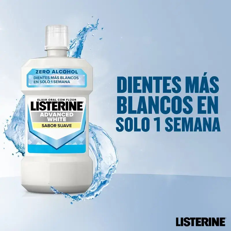 Listerine Duplo Mundwasser, Advanced Whitening, Alkoholfrei, Mild Mint, 2 x 500 Ml