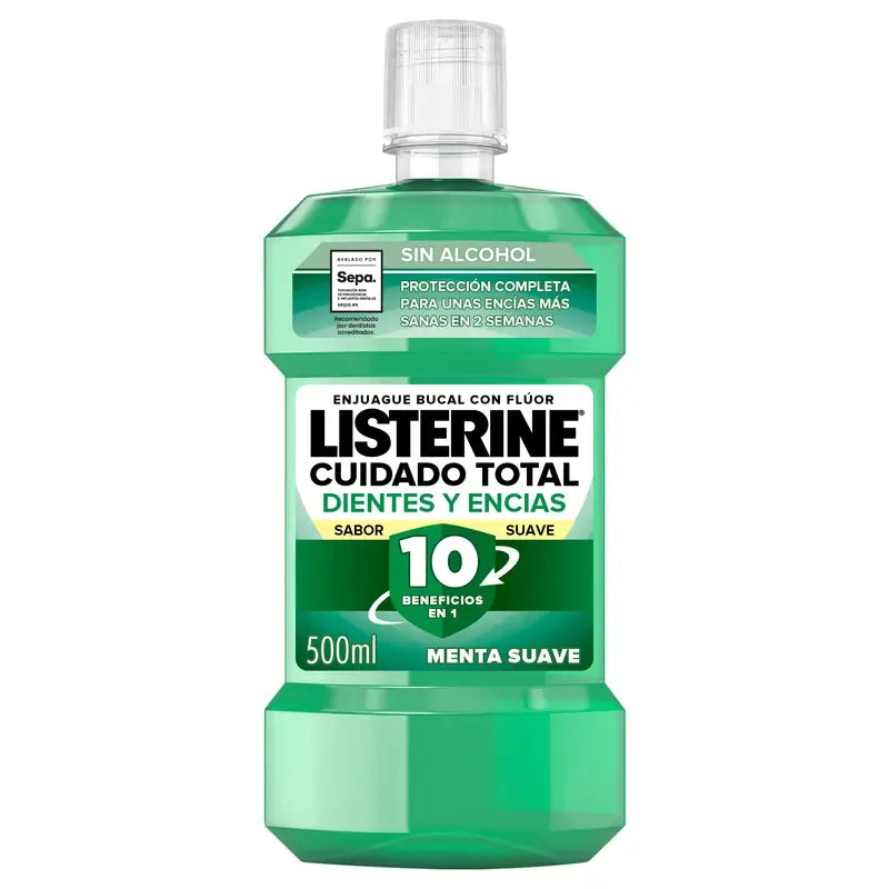 Listerine Duplo Mundwasser Zahn- & Zahnfleischschutz Mild Minze Alkoholfrei Mundwasser, 2 x 500 Ml