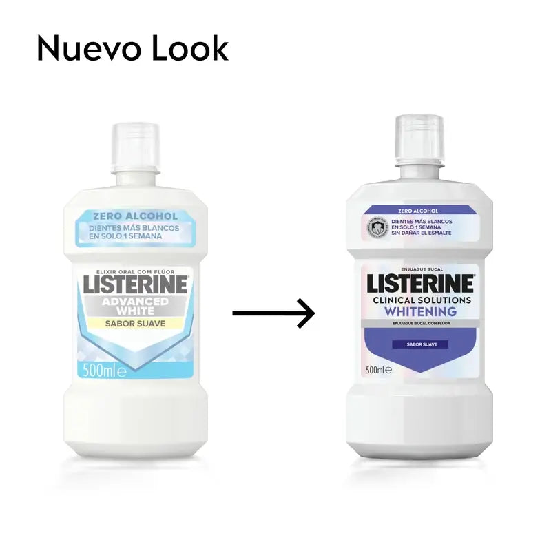 Listerine Mundspülung, Advanced Whitening, alkoholfrei, Milde Minze, 500 ml