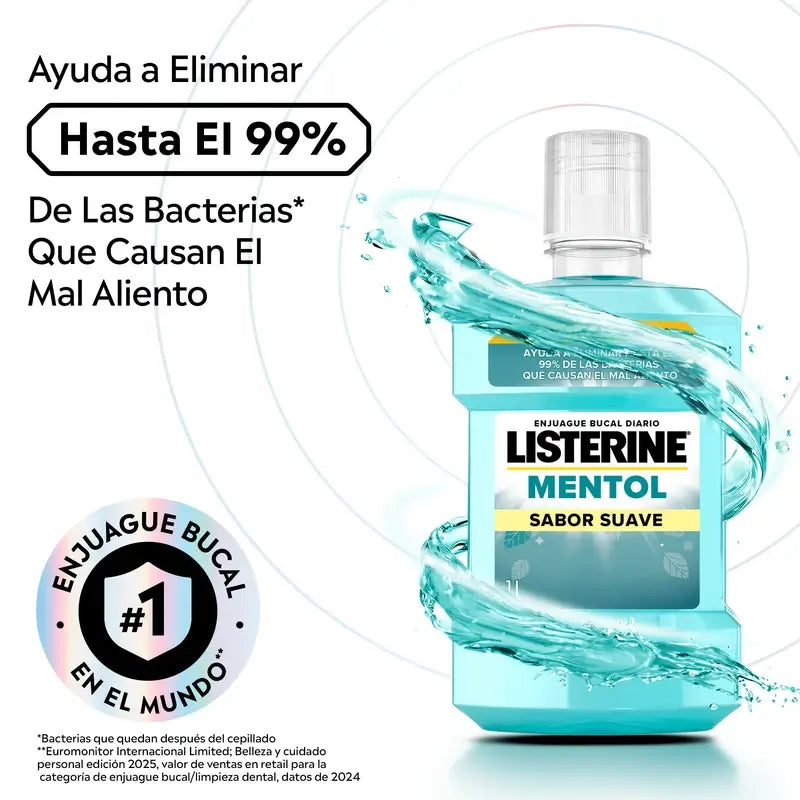 Listerine, Menthol-Mundspülung, 1000 ml, milder Geschmack
