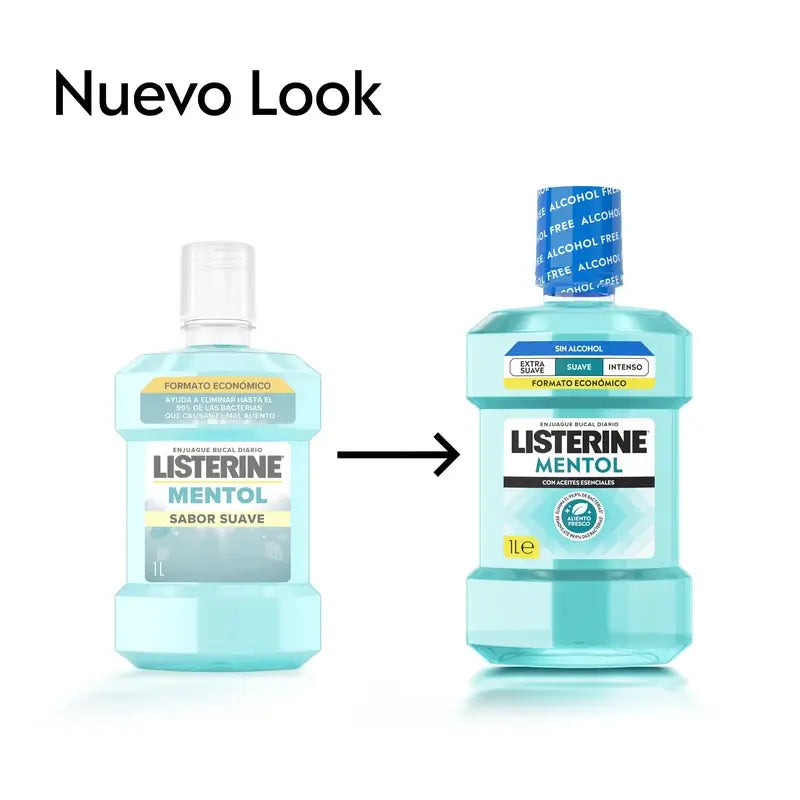 Listerine, Menthol-Mundspülung, 1000 ml, milder Geschmack