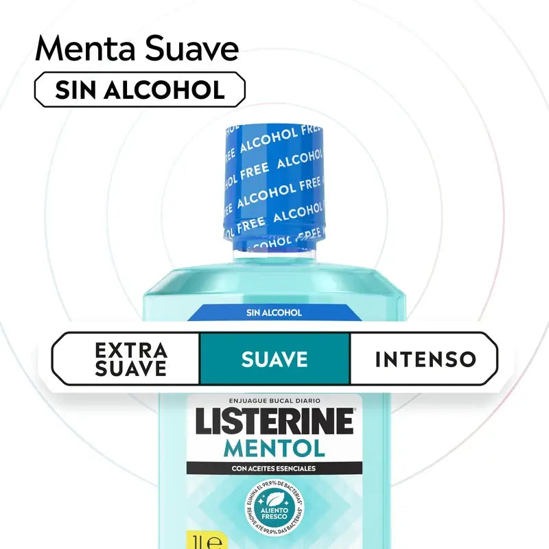 Listerine, Menthol-Mundspülung, 1000 ml, milder Geschmack