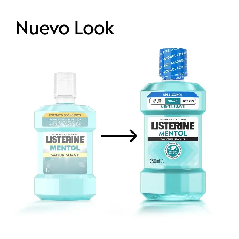 Listerine, Menthol-Mundspülung, 250 ml, milder Geschmack