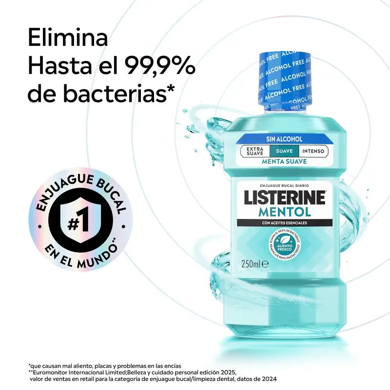 Listerine, Menthol-Mundspülung, 250 ml, milder Geschmack