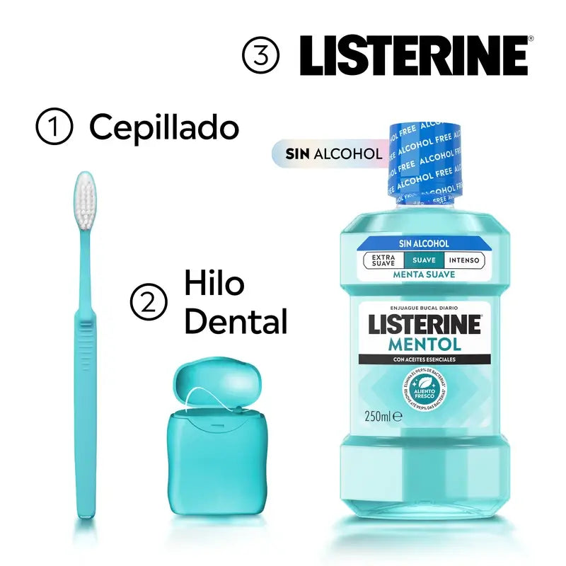 Listerine, Menthol-Mundspülung, 250 ml, milder Geschmack