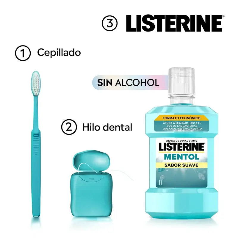 Listerine Mildes alkoholfreies Mundwasser, 2 x 1L