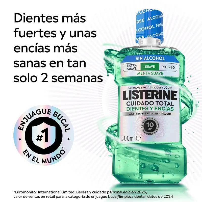 Listerine Mundwasser Alkoholfreies Mundwasser Schutz für Zähne und Zahnfleisch, milder Geschmack, 500 ml