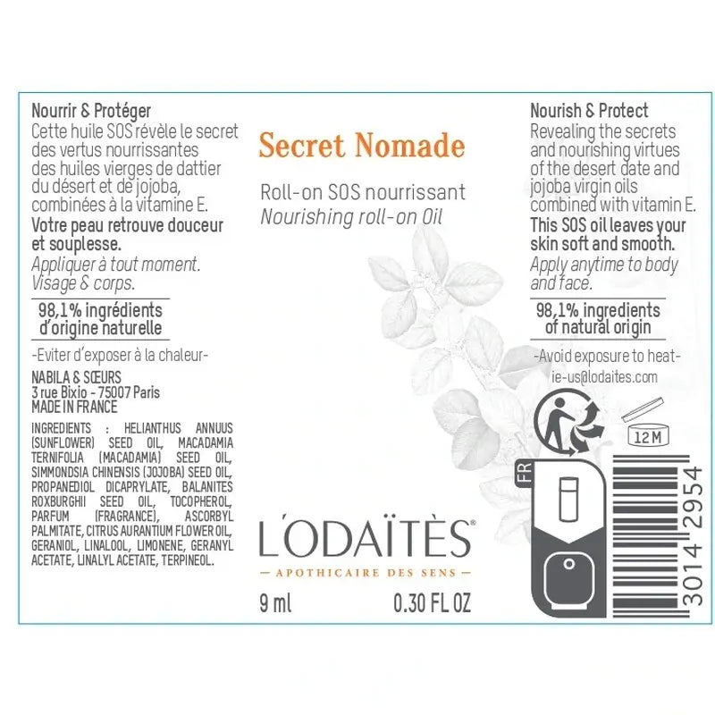 L'Odaïtès Body Secret Nomade - Pflegendes Roll-On Öl , 9 ml