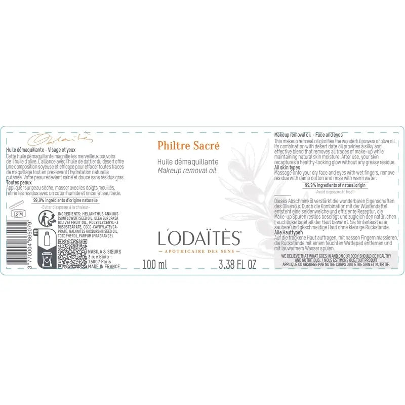 L'Odaïtès Facial Philtre Sacré - Reinigungsöl - Gesicht & Augen , 100 ml