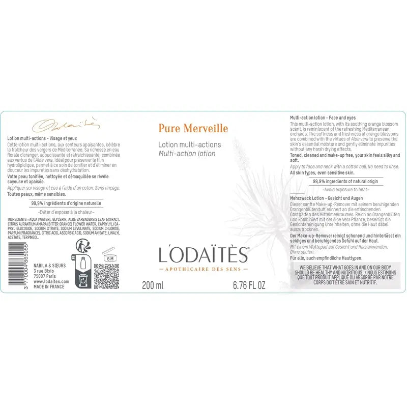 L'Odaïtès Facial Pure Merveille - Multi-Action Lotion - Gesicht & Augen , 200 ml