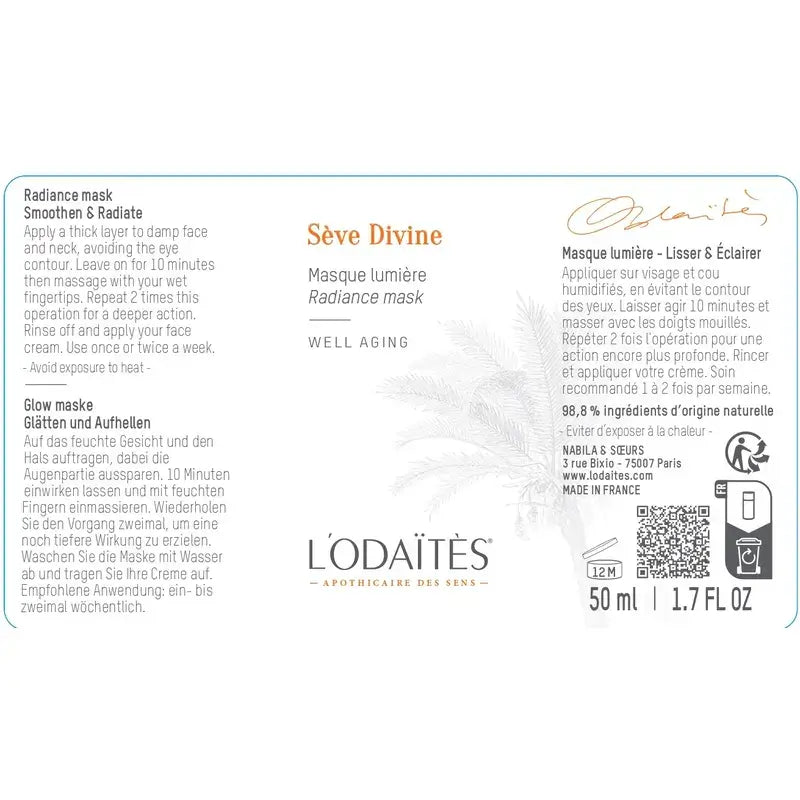 L'Odaïtès Facial Sève Divine - Aufhellende Maske, 50 ml