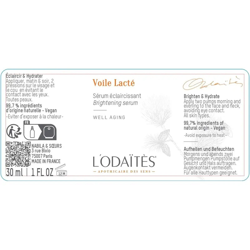 L'Odaïtès Facial Voile Lacté - Aufhellendes Serum , 30 ml