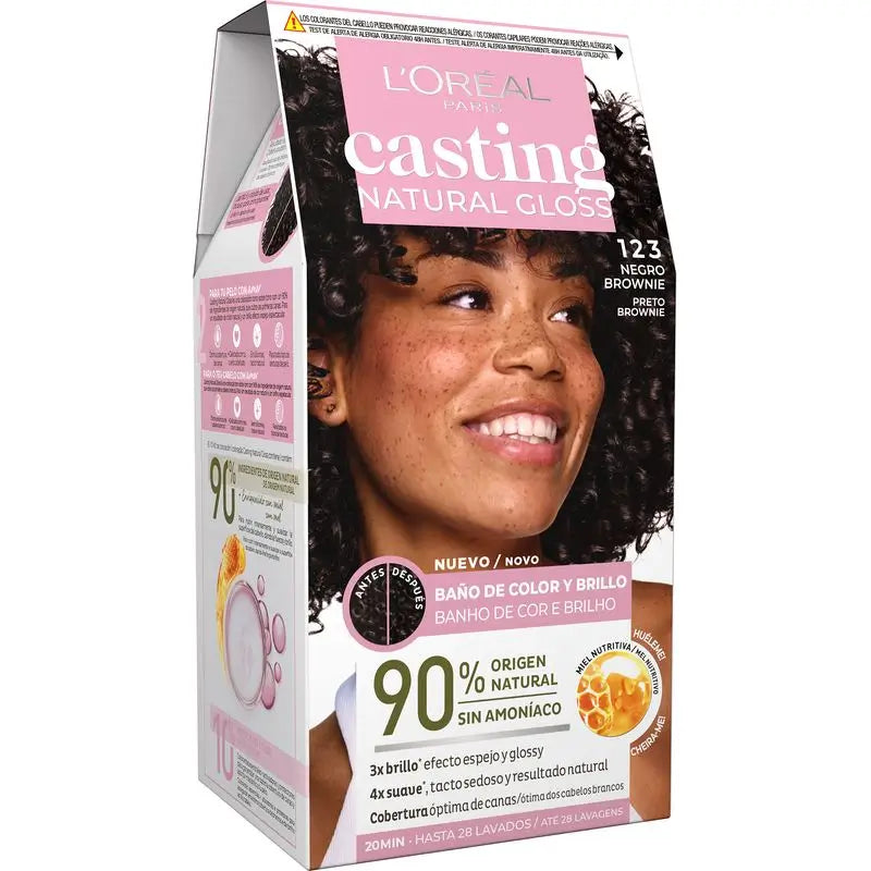L'Oréal Paris Casting Natural Gloss Colour & Shine Gloss Shade 123 Brownie Black 90% Natural Herkunft.
