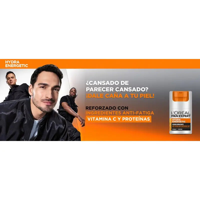 L'Oréal Paris Men Expert Hydra Energetic 24H Anti-Müdigkeit Feuchtigkeitscreme für Männer mit Vitamin C und Protein - 50 ml