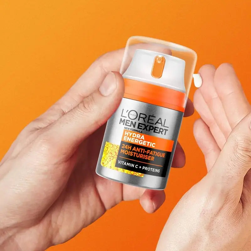 L'Oréal Paris Men Expert Hydra Energetic 24H Anti-Müdigkeit Feuchtigkeitscreme für Männer mit Vitamin C und Protein - 50 ml