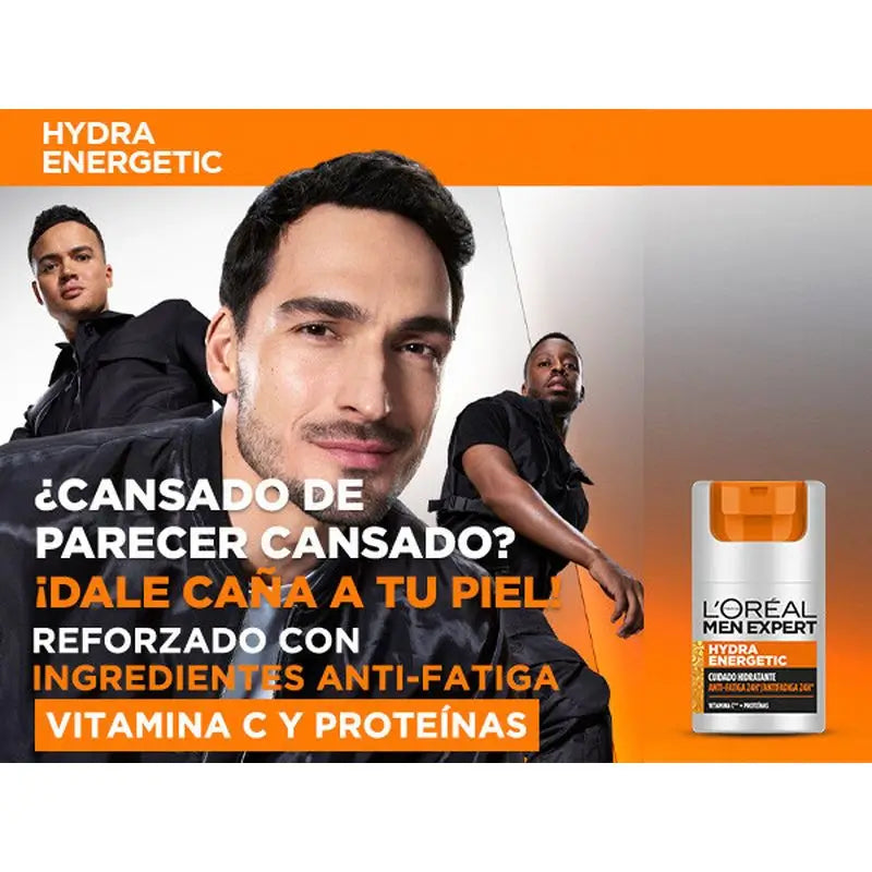 L'Oréal Paris Men Expert Hydra Energetic 24H Anti-Müdigkeit Feuchtigkeitscreme für Männer mit Vitamin C und Protein - 50 ml