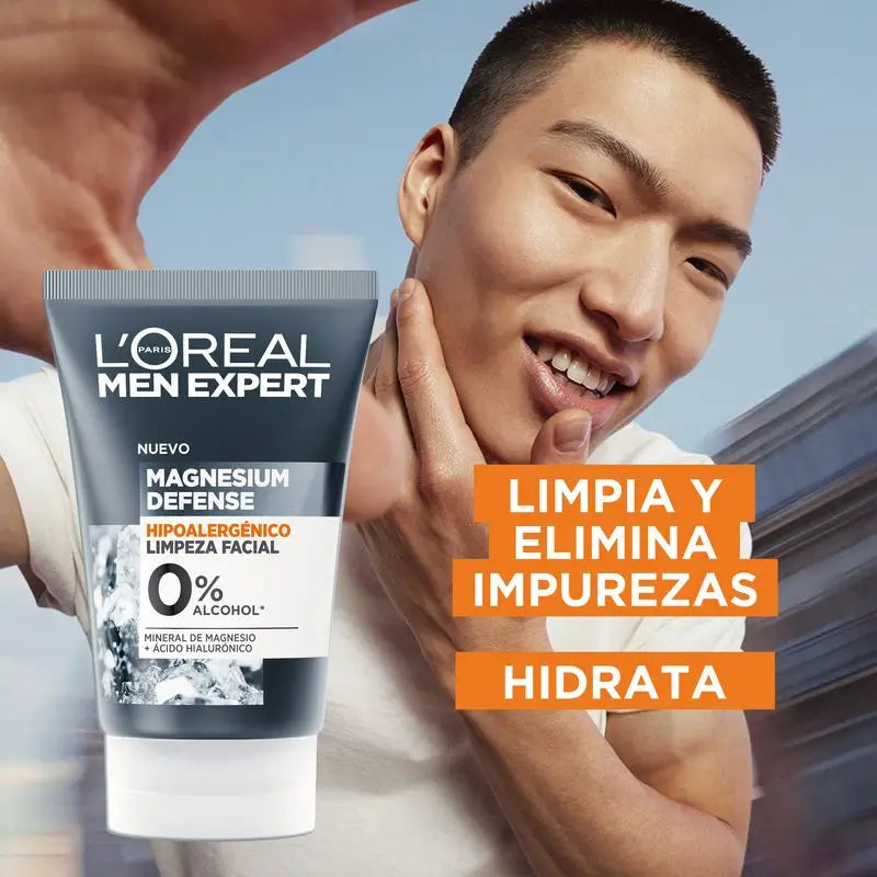 L'Oréal Paris Men Expert Facial Cleansing Magnesium Defense: Hypoallergen, Magnesium-Mineral & Hyaluronsäure