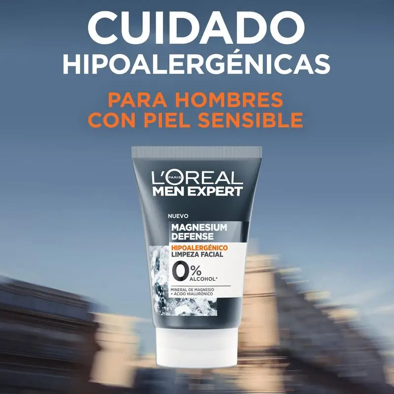 L'Oréal Paris Men Expert Facial Cleansing Magnesium Defense: Hypoallergen, Magnesium-Mineral & Hyaluronsäure