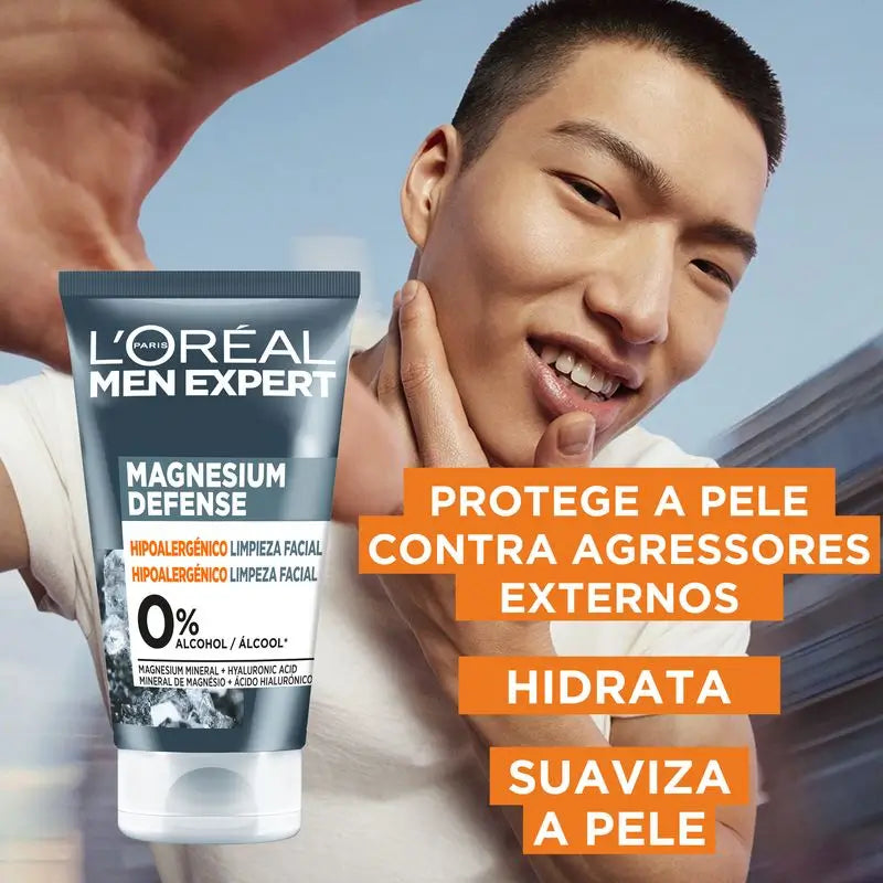 L'Oréal Paris Men Expert Facial Cleansing Magnesium Defense: Hypoallergen, Magnesium-Mineral & Hyaluronsäure